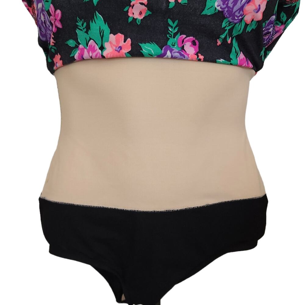 LONGITUDE Robby Len Swimwear vintage 70s one piece floral swimsuit dress Sz 10 T - Picture 4 of 9